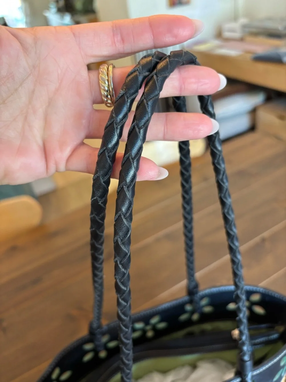 Preston & York Straw Tote Bag Genuine Leather Braided Handle Resort Summer Purse - Picture 4 of 16